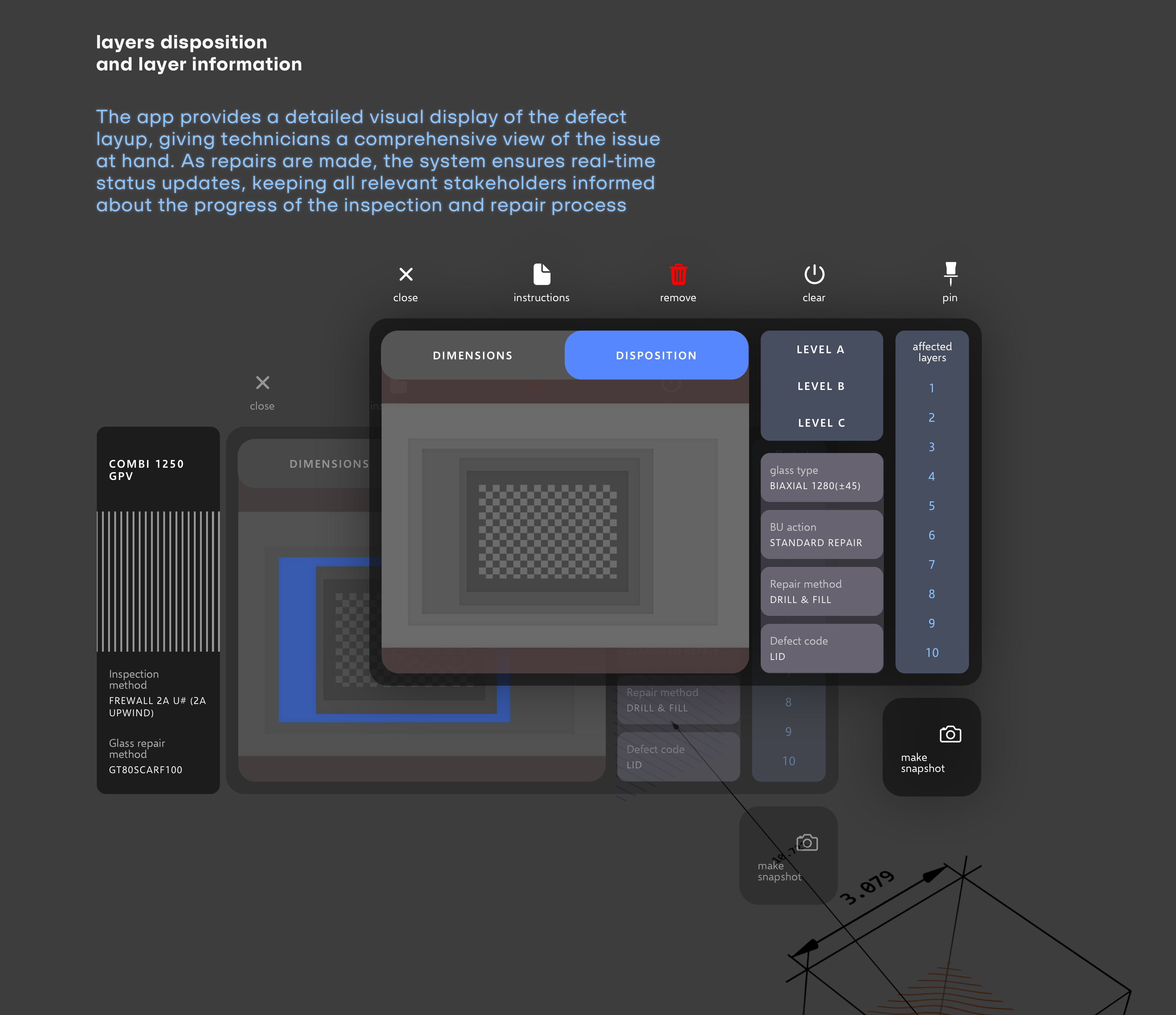 Marker annotated with defect data