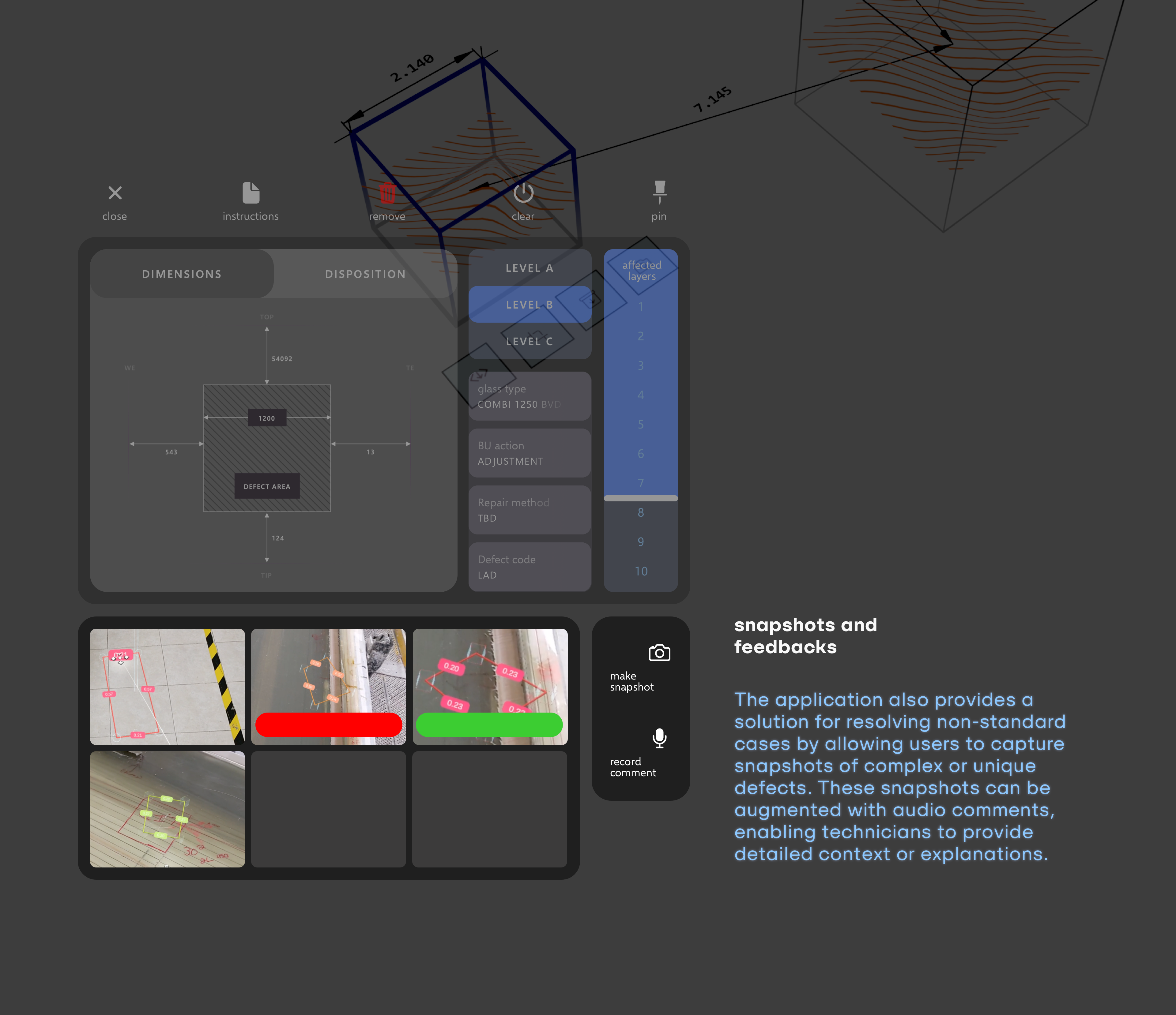 Accumulated markers on blade digital twin